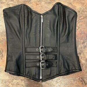 Black leather lace up back corset medium